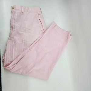 Polo Ralph Lauren Mens Pink White Seersucker Striped Cotton Pants 34/27 Chinos